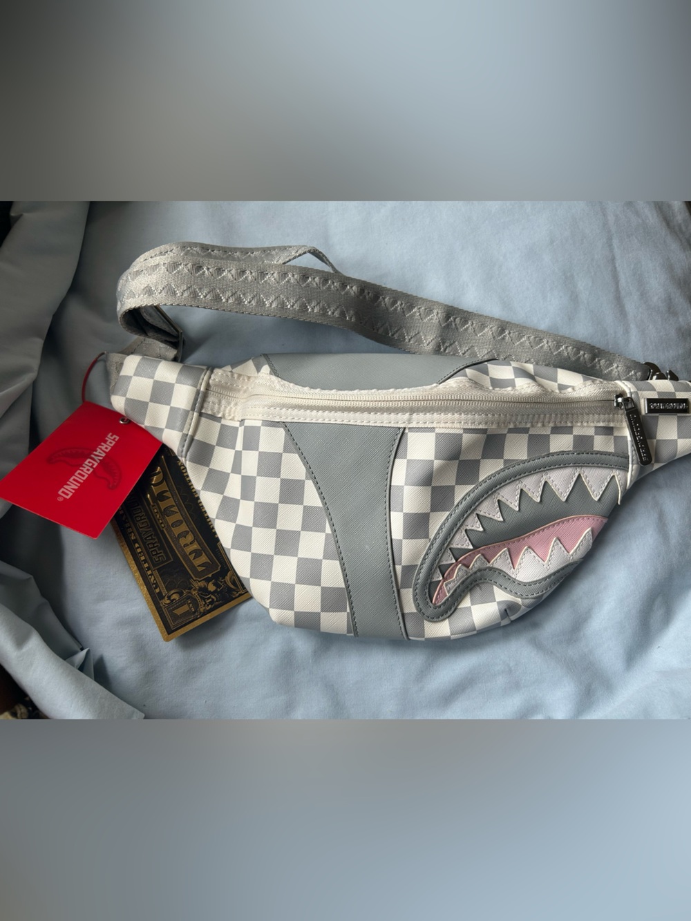 Sprayground Gray Checkered Waist Bag Fanny Pack